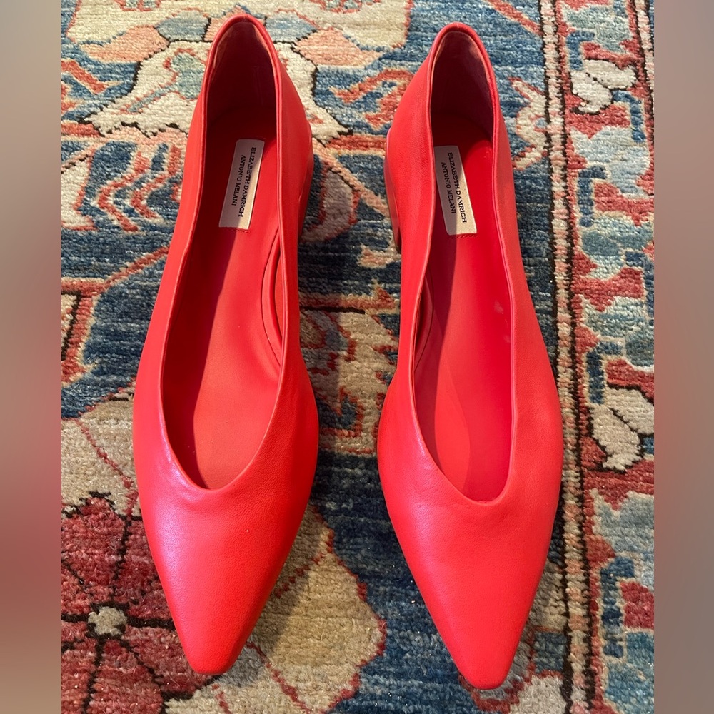 ANTONIO MELANI Red Pointed-Toe Leather Heels